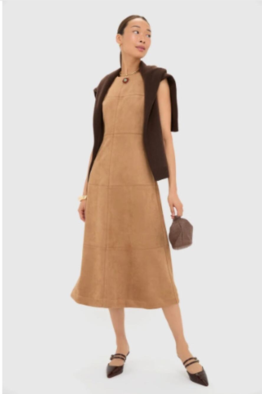 Tuckernuck Buck Vegan Suede Manon Dress Tan Sleeveless Medium